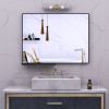 Modern Bathroom Mirror With Storage Shelf Rectangular Black Wall Mirrors for Bathroom Living Room Bedroom Hanging Mirror Aluminum Frame 48x30 Inch