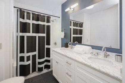 Fabric Shower Curtain, Black And White Colorblock Grid - Sc19640