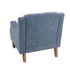 Blue Accent Chair, Living Room Chair, Footrest Chair Set with Vintage Brass Studs, Button Tufted Upholstered Armchair for Living Room, Comfy Reading C