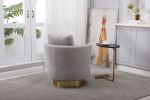 Teddy Swivel Barrel Chair, Swivel Accent Chairs Armchair for Living Room, Reading Chairs for Bedroom Comfy, Round Barrel Chairs with Gold Stainless St