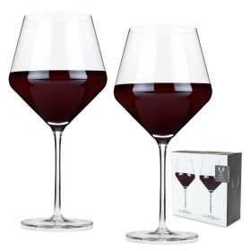 Angled Crystal Burgundy Glasses by Viski