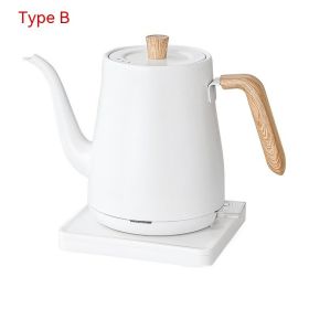 Swan Neck Slender Mouth Hand Made Coffee Maker (Option: B White Wood Grain-EU)