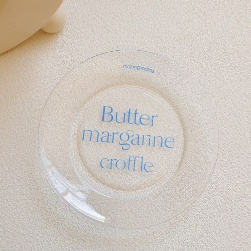 Simple Round Household Internet Celebrity Restaurant French Letters Glass Plate