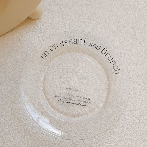 Simple Round Household Internet Celebrity Restaurant French Letters Glass Plate