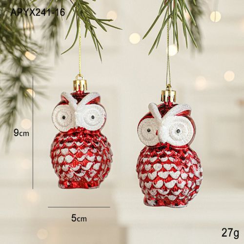 Christmas Decoration Plastic Hand-painted Electroplating Pendant Red Scene Layout