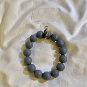 Internet Celebrity Ins Solid Color Bead Wrist Lanyard Universal Phone Case Camera Key Chain (Option: Gray)