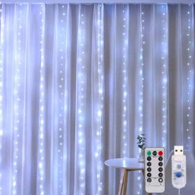 3m Usb Window Curtain Lights Remote Control 8 Modes Garland (style: K, Emitting Color: White)
