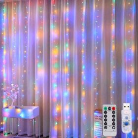 3m Usb Window Curtain Lights Remote Control 8 Modes Garland (style: K, Emitting Color: changeable)