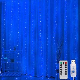 3m Usb Window Curtain Lights Remote Control 8 Modes Garland (style: X, Emitting Color: Blue)