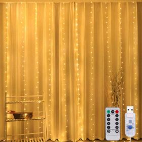 3m Usb Window Curtain Lights Remote Control 8 Modes Garland (style: K, Emitting Color: Warm White)