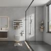 Towel Racks for Bathroom, 24-Inch Towel Shelf with Towel Bar Foldable Towel Holder with 7 Hooks Towel Storage Organizer for Bathroom & Lavatory Wall M