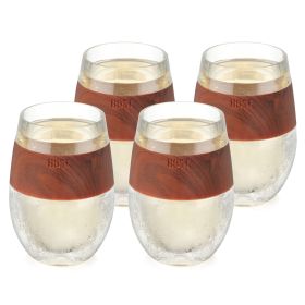 Wine FREEZE Cooling Cup in Wood Set of 4 by HOST (Color: Clear, Material: Plastic, Silicone, Gel)